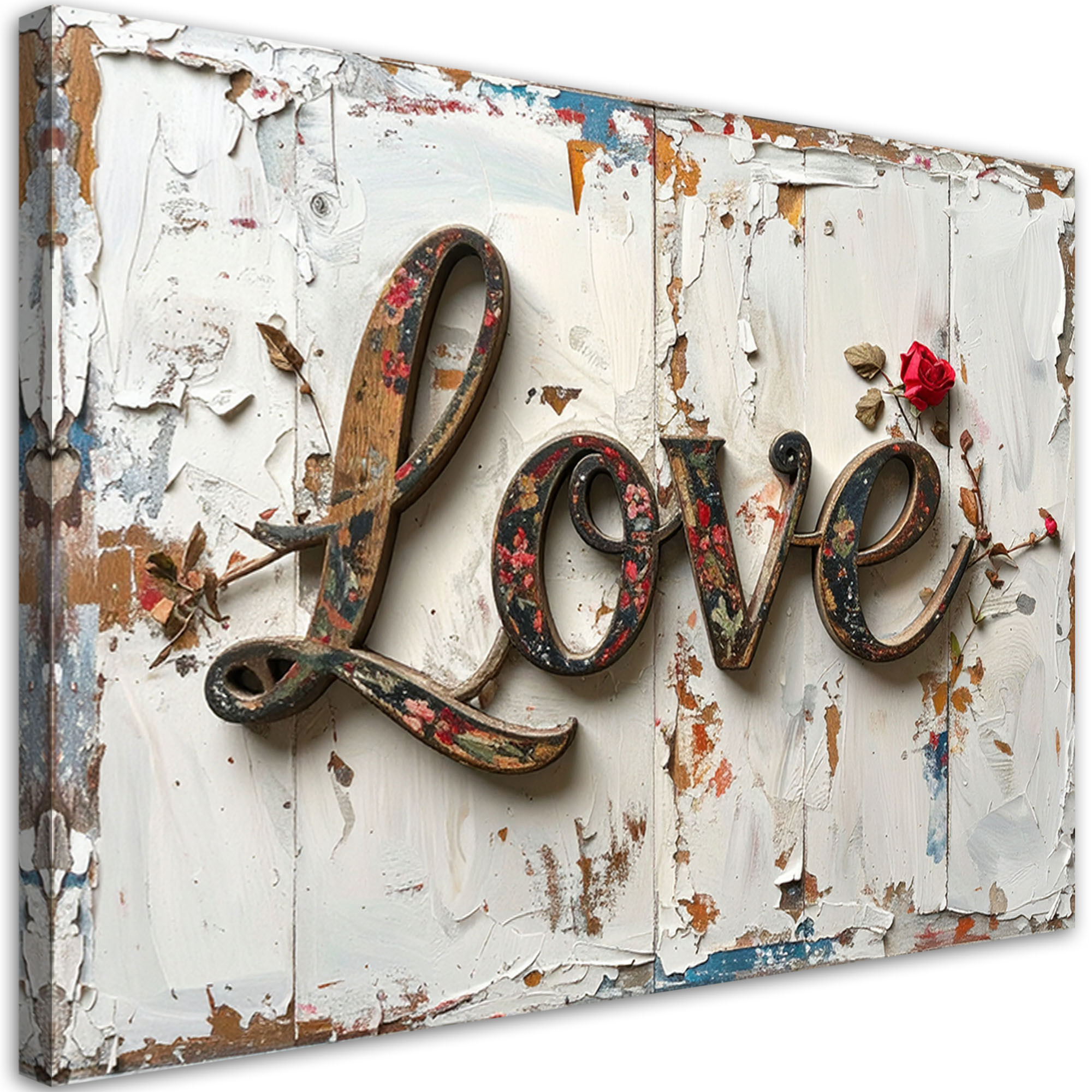 Obraz do salonu sypialni biura, Napis Love w stylu shabby chic 30x20