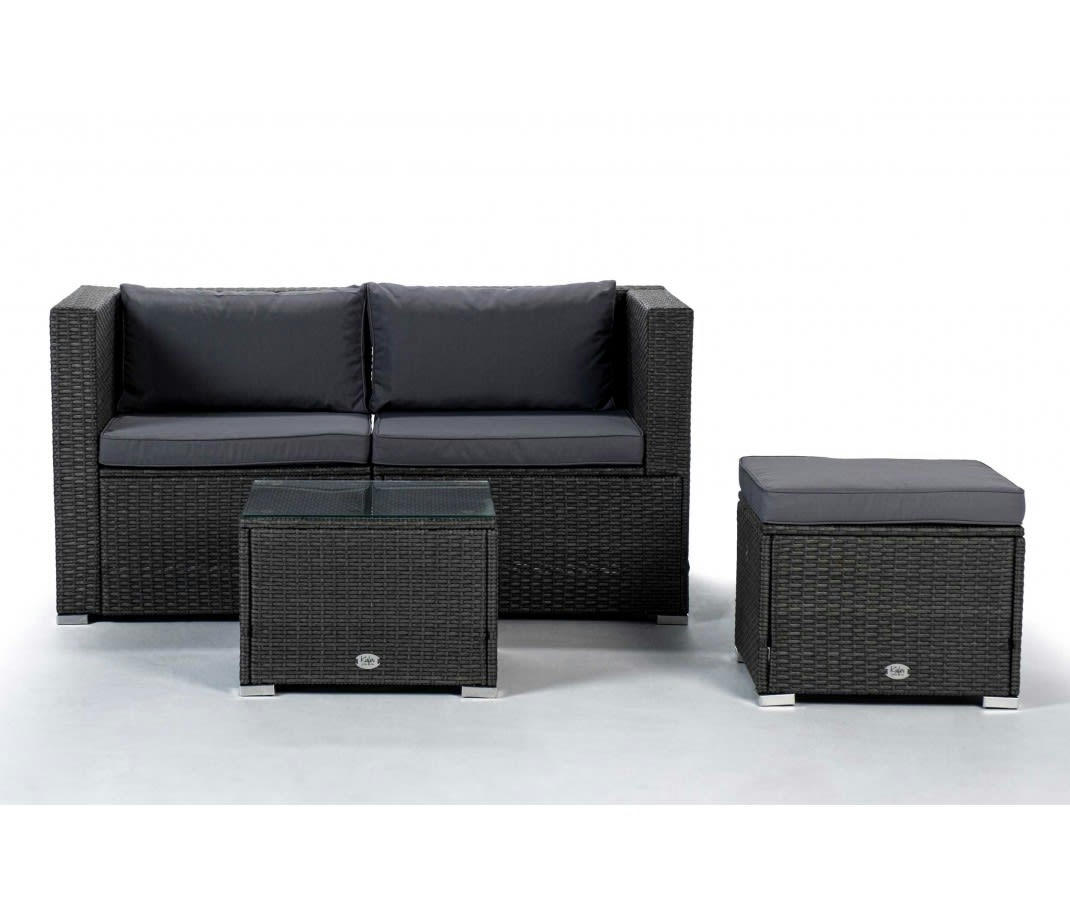 BAHAMAS - Ensemble de canapé de jardin gris 2 places