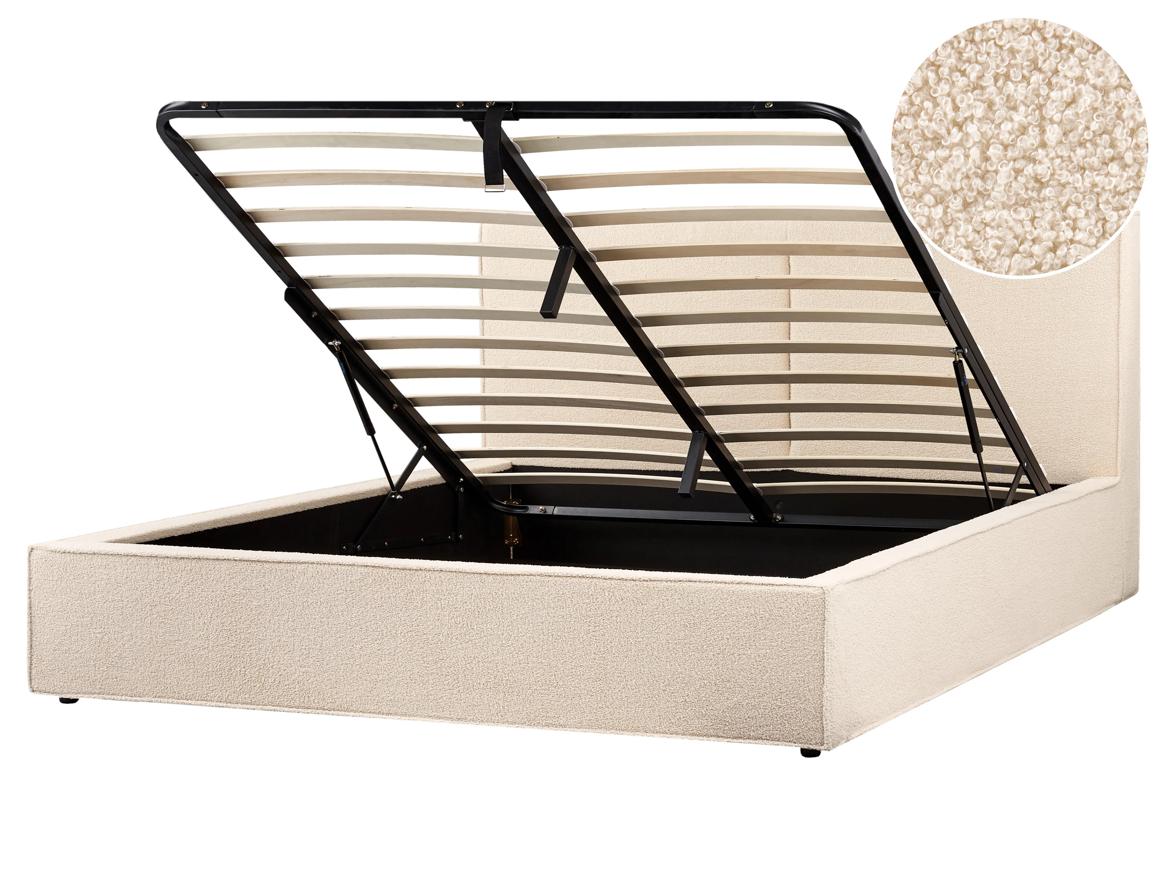Ottoman Bed Boucle MOISSAC 180 x 200 cm (EU Super King) Beige