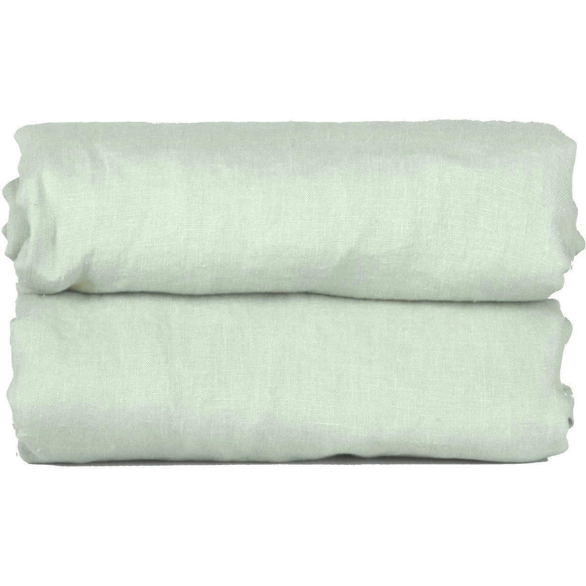 HORTENSE - Drap housse lin lavé  160x200x30 vert amande