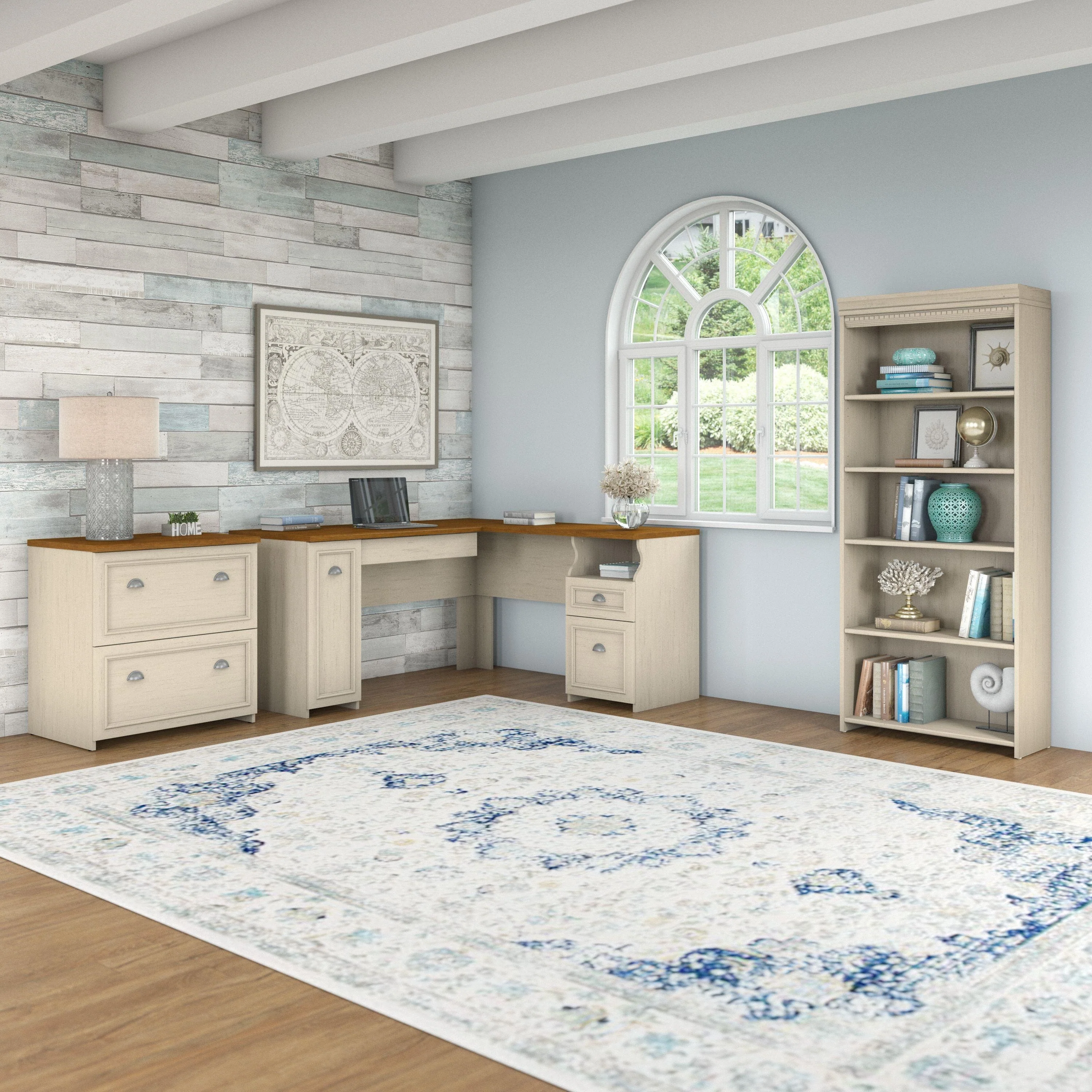 Fairview 60W Desk with File Cabinet and Bookcase by Bush Furniture