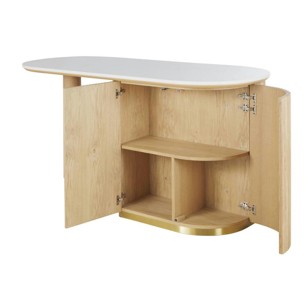 Caldera - Îlot central cuisine 4 portes et terrazzo blanc