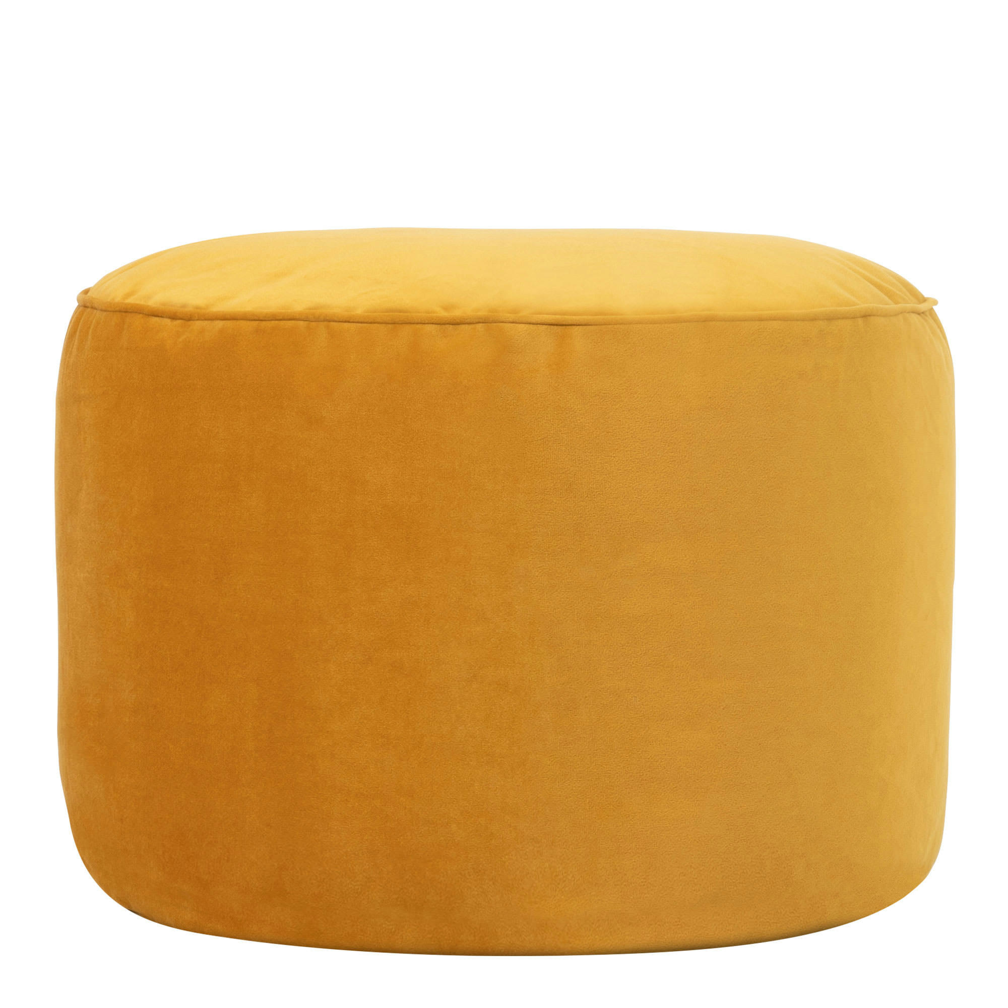 - Pouf velours jaune ocre