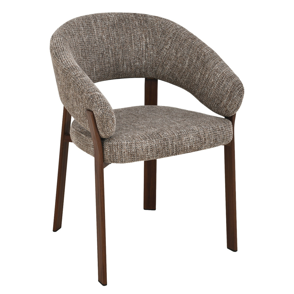 DÉJA Living Eetkamerstoel Chera - Taupe/Walnoot - Set van 2