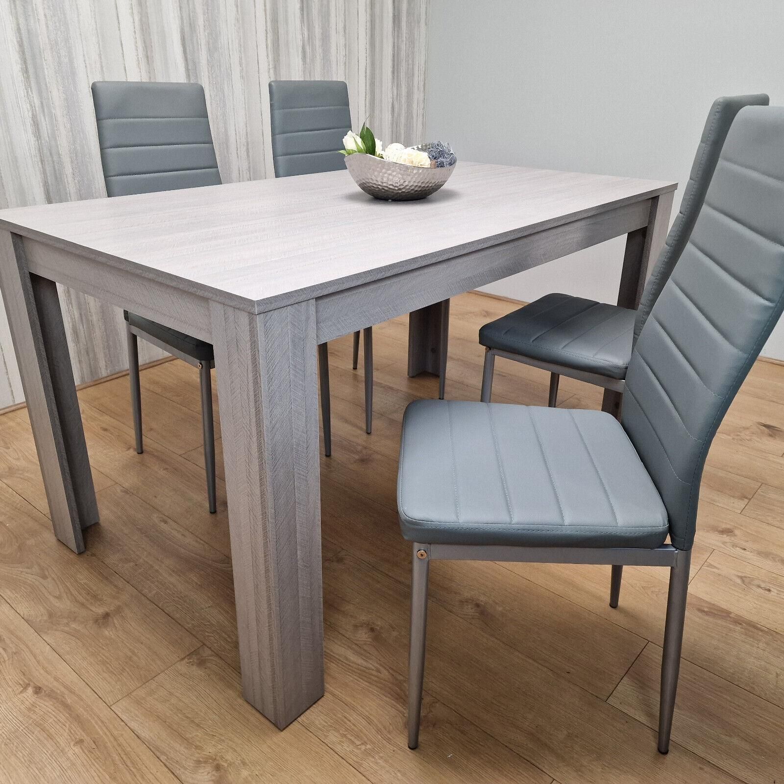 KOSY KOALA Kosy Koala Modern Grey Rectangle Dining Table Set With 4 Grey Chairs Dining Room Furniture