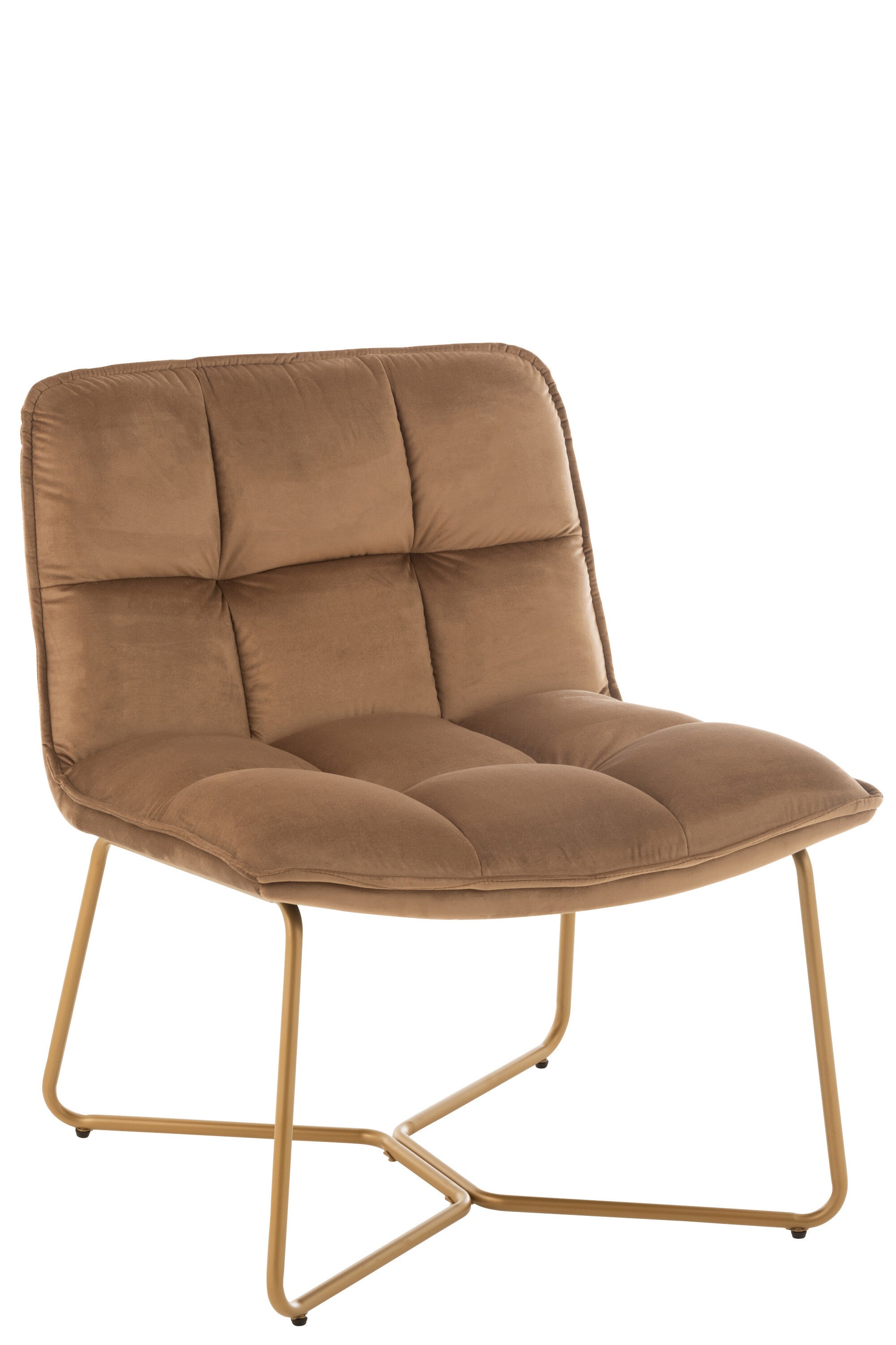 J-Line loungestoel Lisa - metaal textiel - bruin - 2 stuks