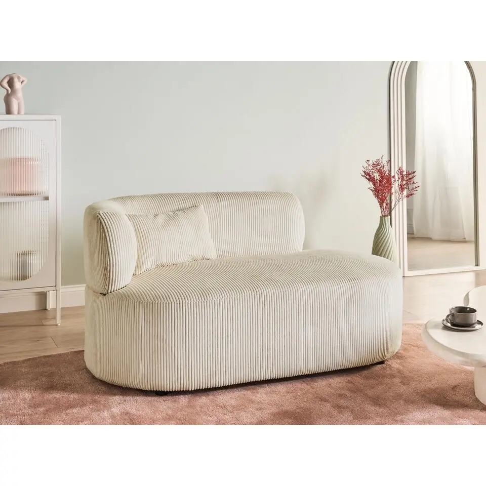VANVEY - Chaise longue - Beige - Linkszijdig - Corduroy