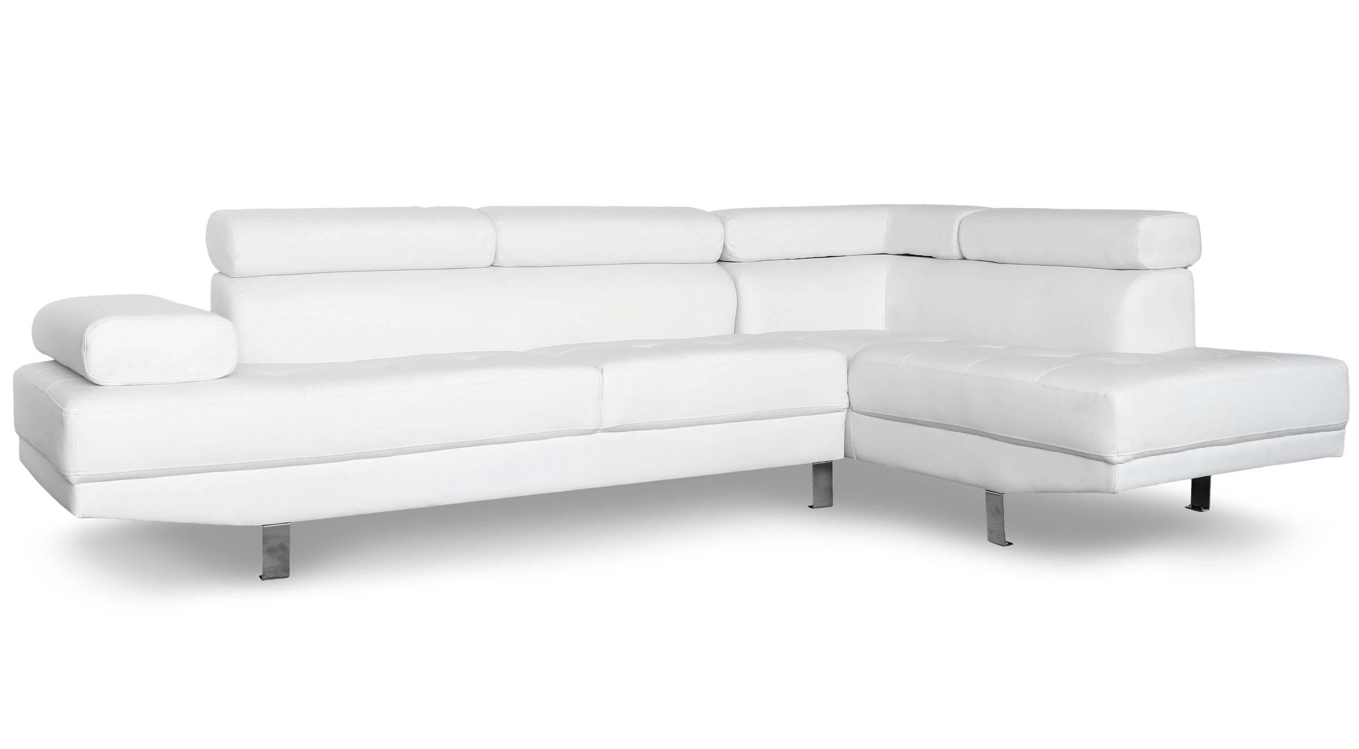 ALFA - Canapé d'angle avec têtières relevables blanc