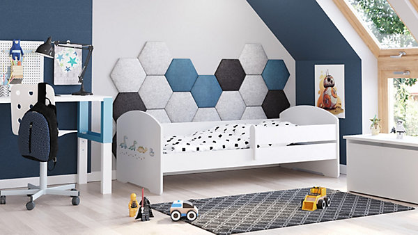 LUK lit enfant avec balustrade 140x70 Dinosaures