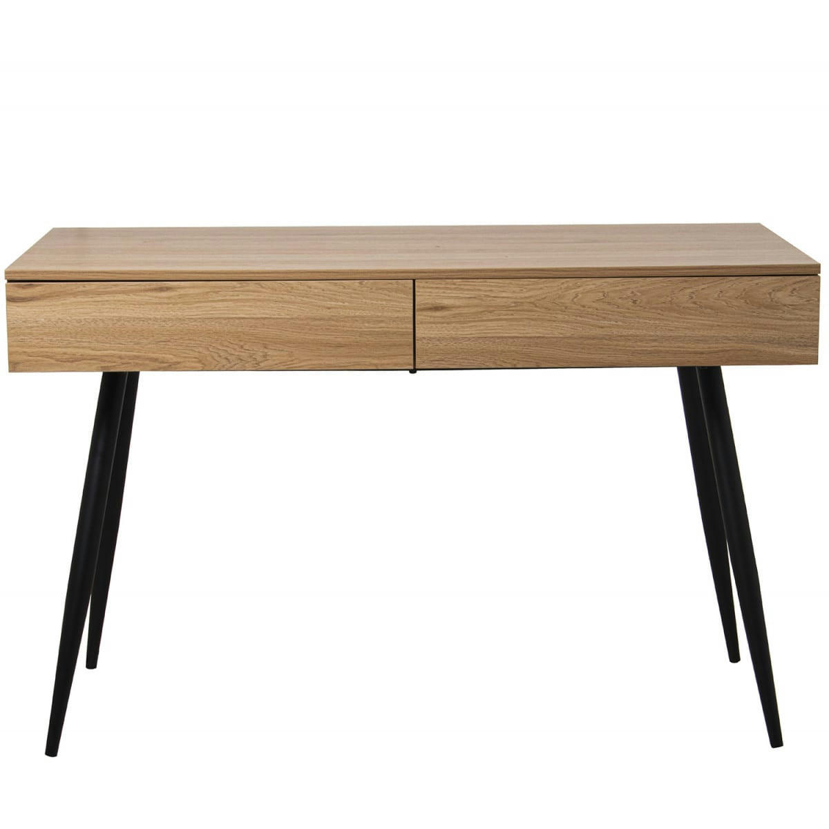 - Bureau bois et métal noir 2 tiroirs 120x60x76cm