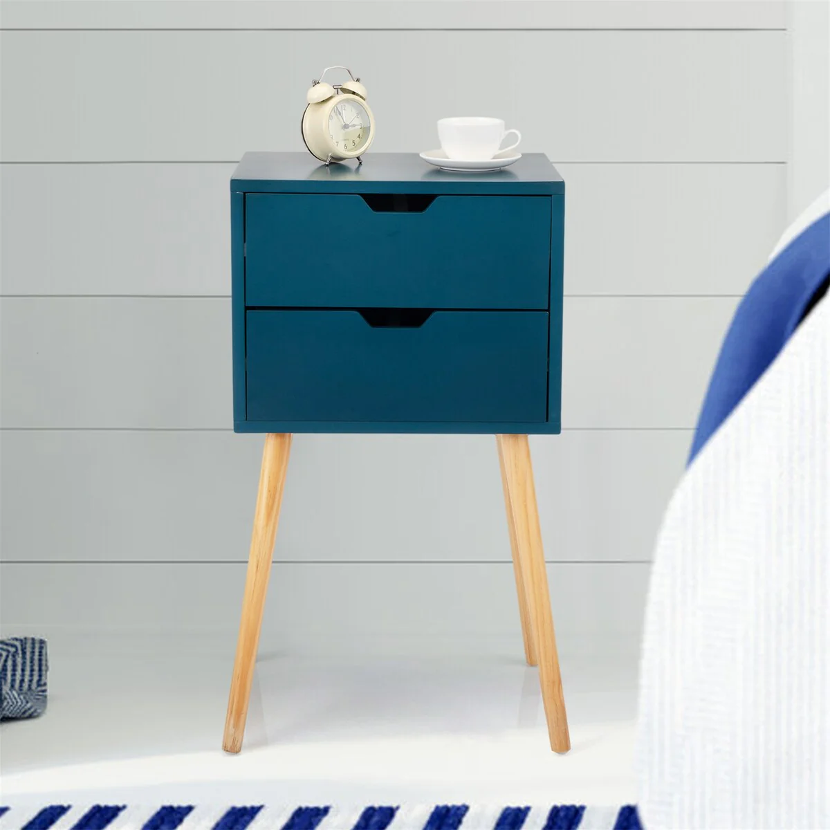 Mid Century Wood Bedside Table Set of 2