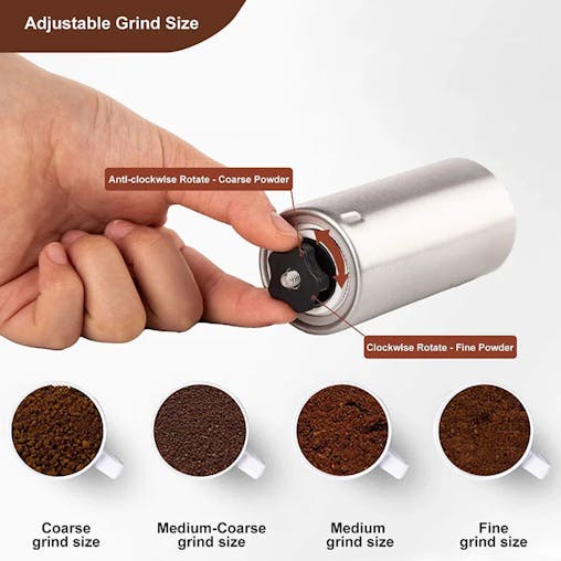 NNEOBA Manual Coffee Grinder Stainless Steel Hand Crank Conical Burr Grinder Silver