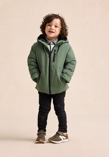 Younger Boys Khaki Padded Hooded Jacket