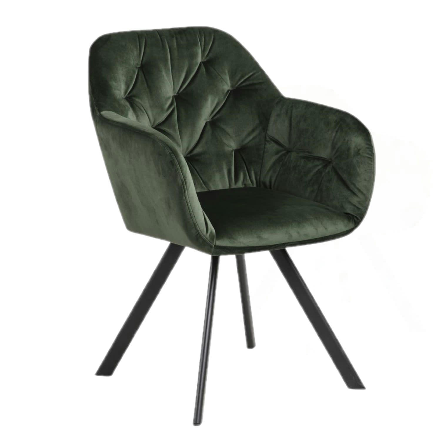 ANTOINE - Fauteuils de table en tissu avec accoudoir vert