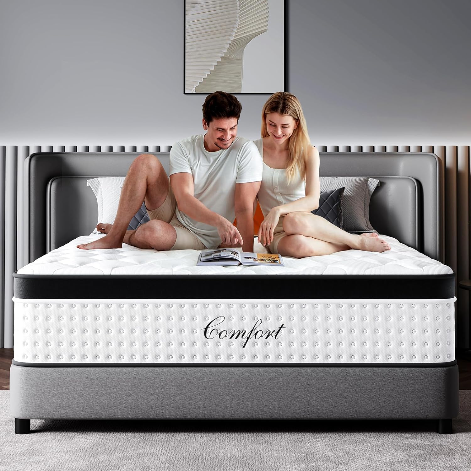 Full Size Mattress - 12 Inch Memory Foam Mattress in a Box, Breathable Fabric, Pocket Springs Hybrid Mattress for Motion Isolation Pressure Relief, CertiPUR-US, Medium Firm Full Mattresses