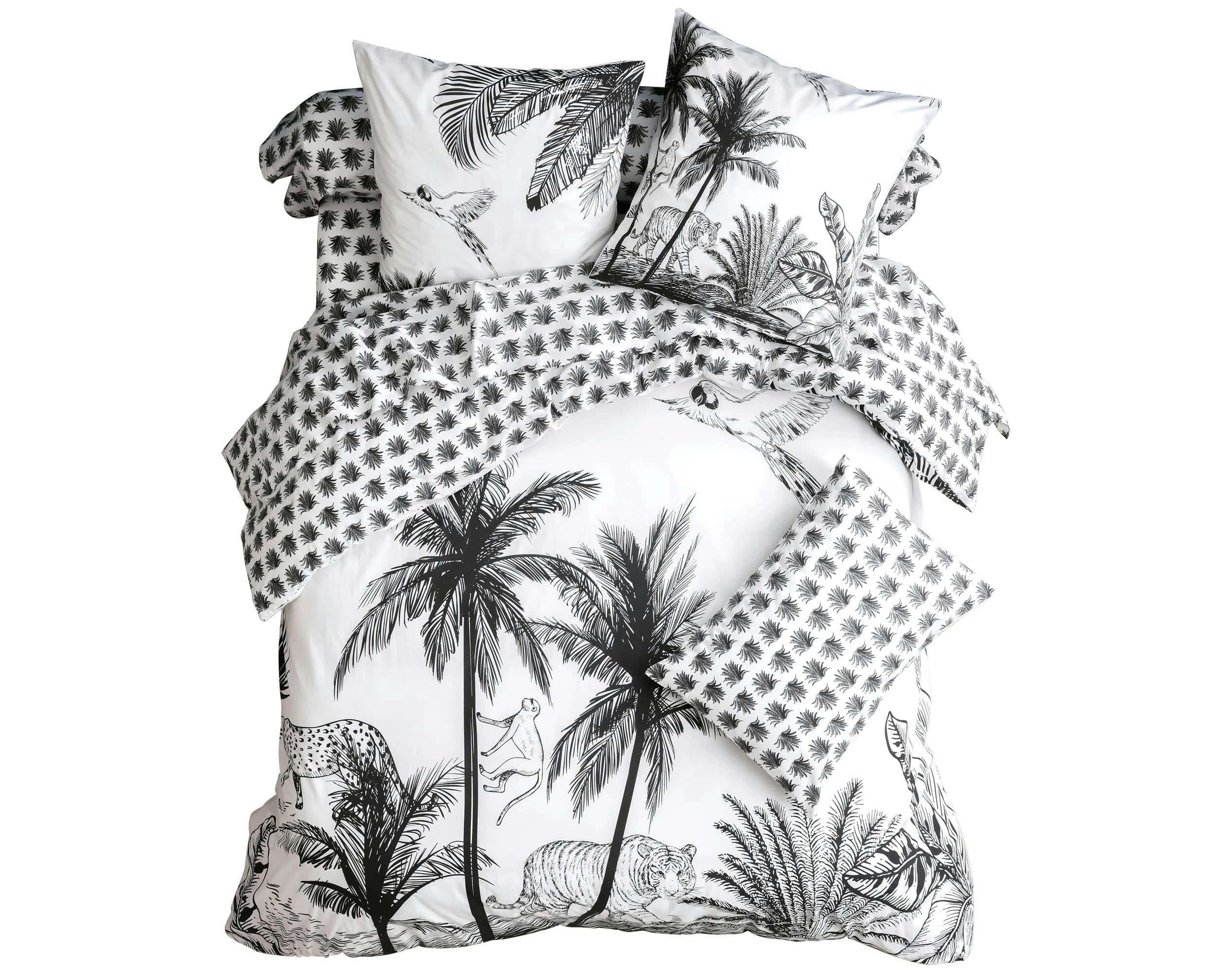 BLACK JUNGLE - Housse de couette 200x200 en coton gris anthracite