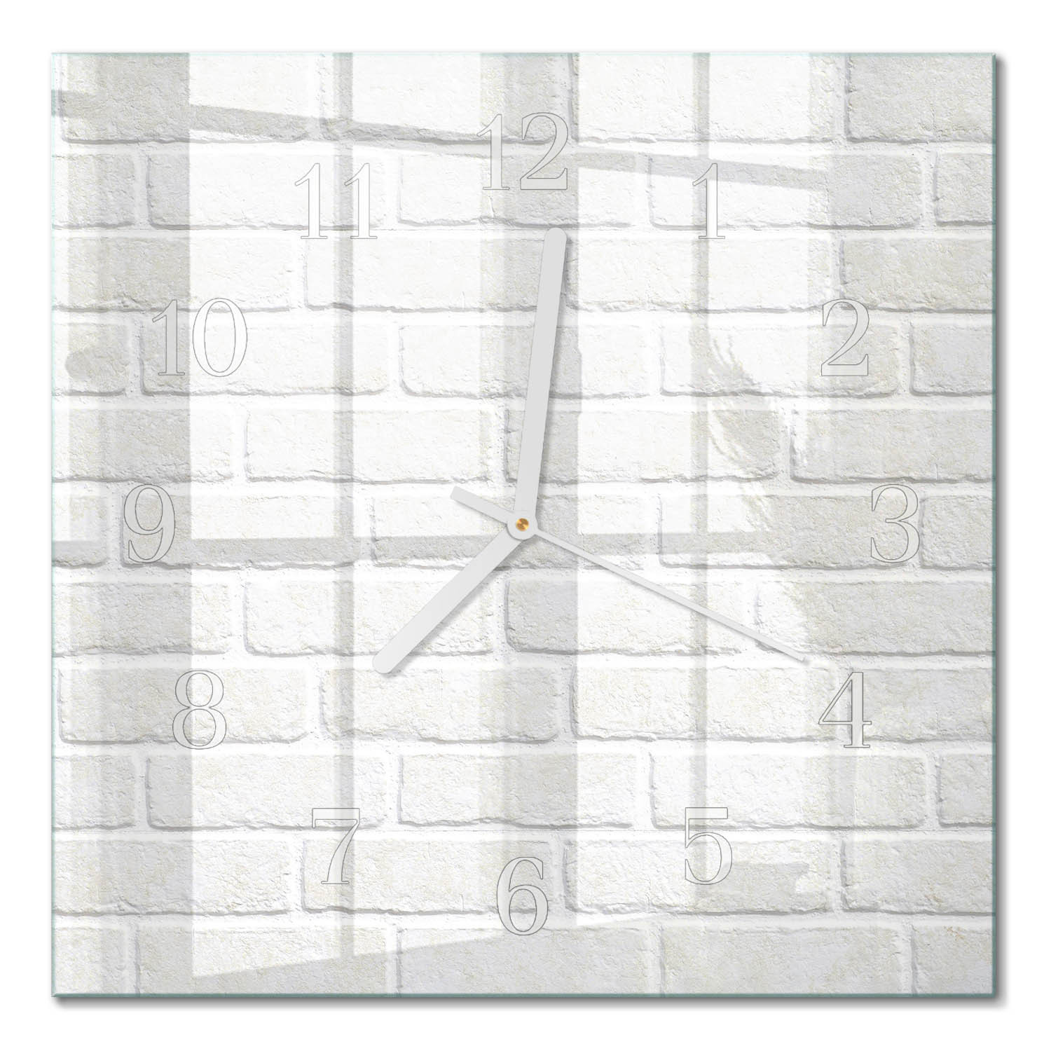 Zegar na szkle 30x30 Cegła cichy mechanizm salon