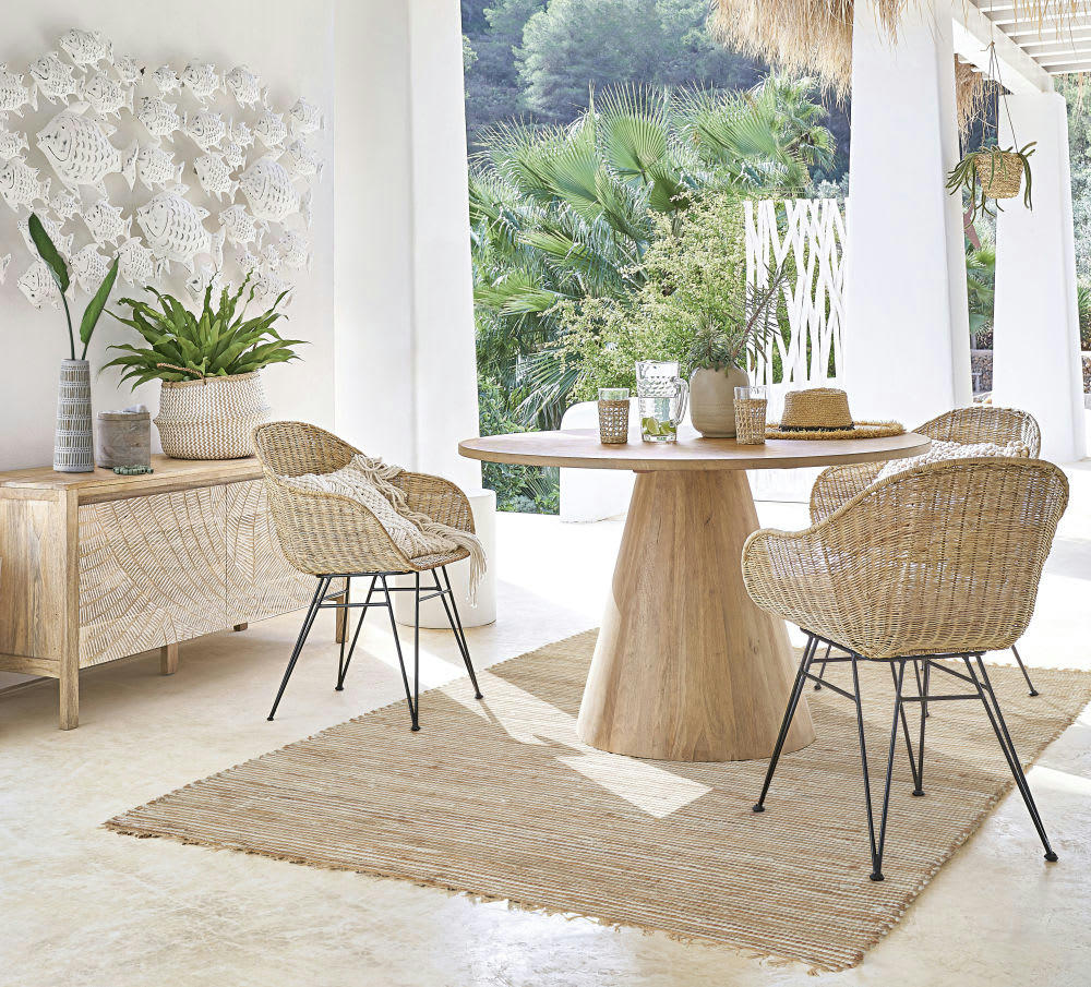 Jungle - Paravent en teck blanc L 87 cm JUNGLE