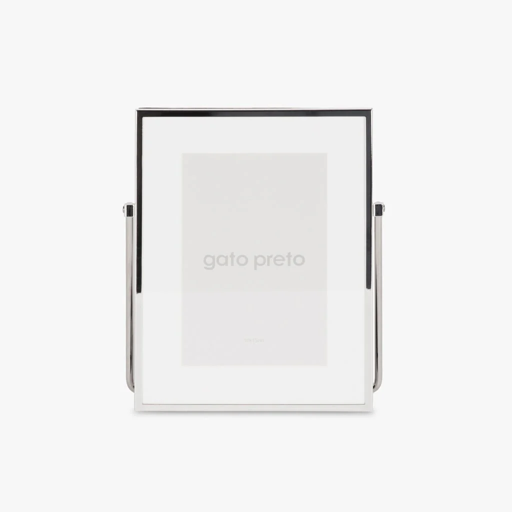 Moldura com Pé Prateada 10x15 SHINY & BRUSHED