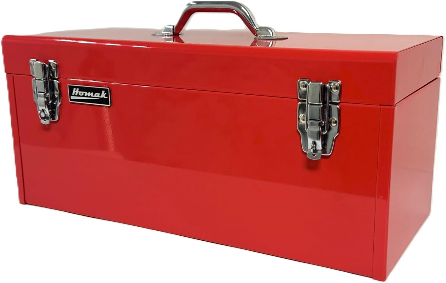Homak 20 Portable Steel Heavy-duty Tool Box 18-Gauge with Metal Latches and Handle with removable tray, Red
