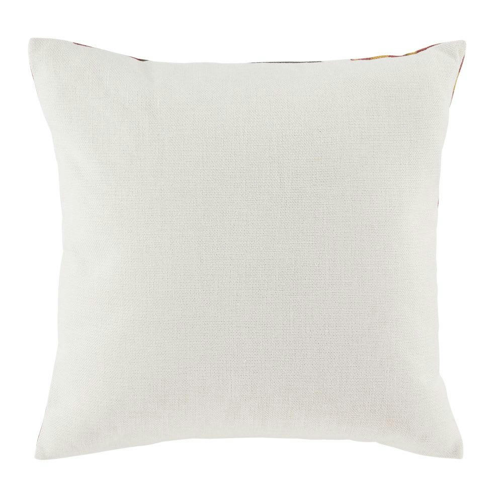 ALEMA - Coussin motif végétal vert kaki, jaune moutarde, terracotta et écru 45x45