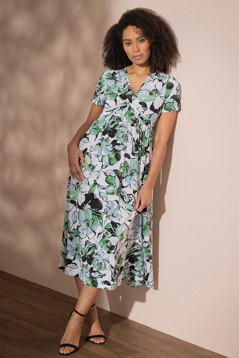 Klass. Floral Textured Midi Dress