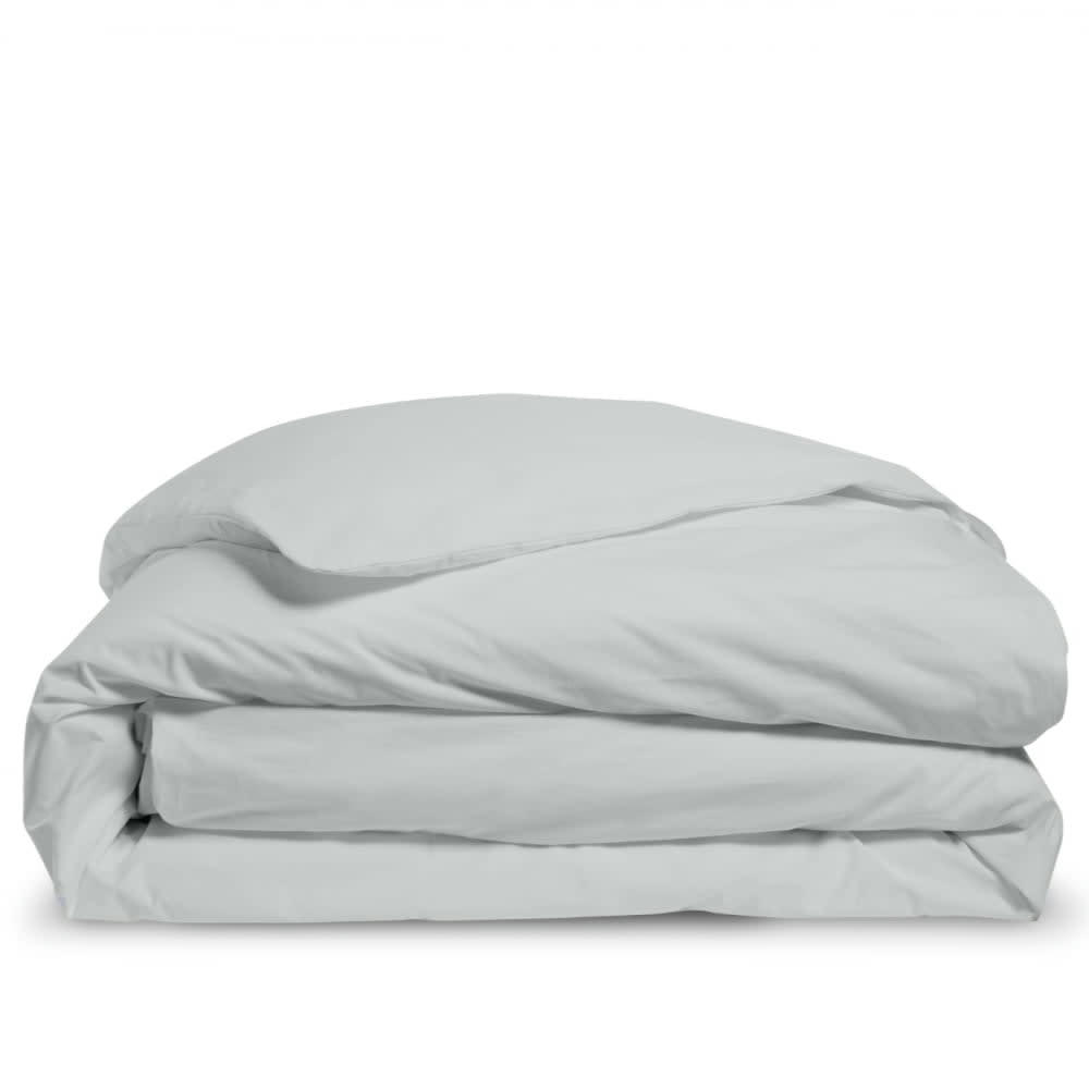 PERCALE - Housse de couette unie en percale de coton gris clair 140x200cm
