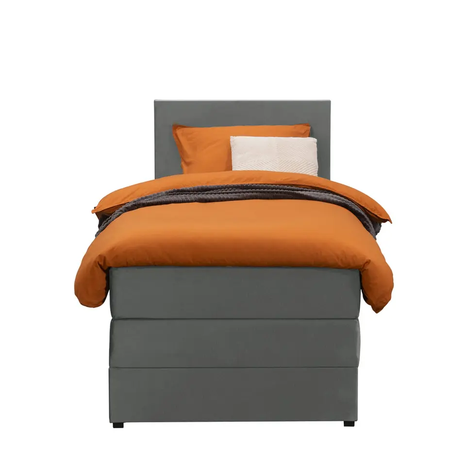 Boxspring met opbergruimte Liv egaal - grijs - 90x200 cm