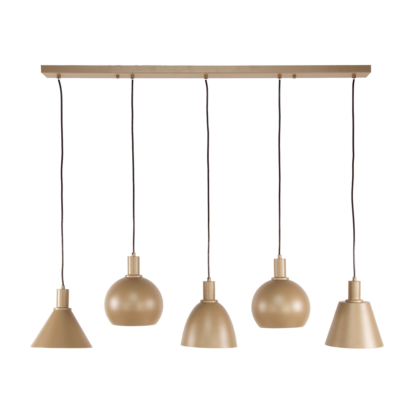 Giga Meubel Hanglamp Metallo Mix - Beige Metaal - 5-Lichts - 20x118x150cm