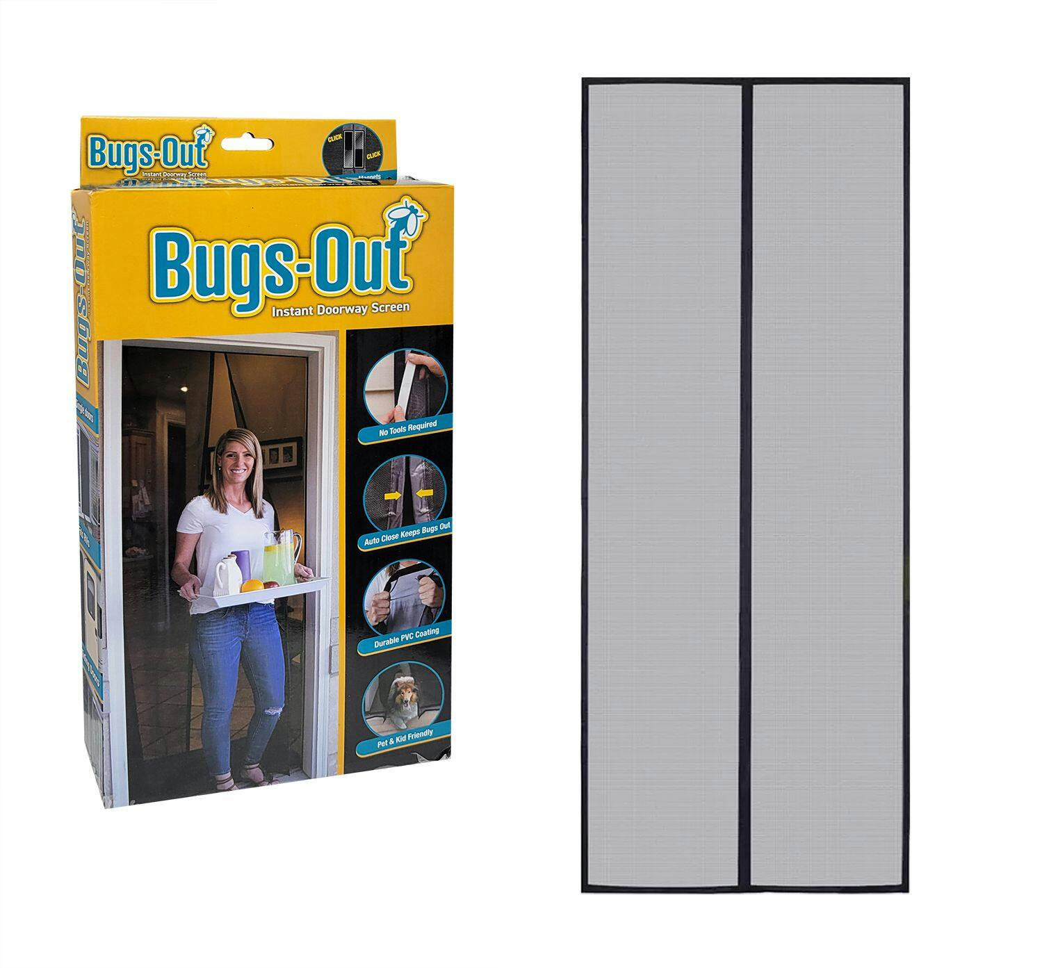 Bugs Out Hands-Free Instant Magnetic Doorway Mesh Screen