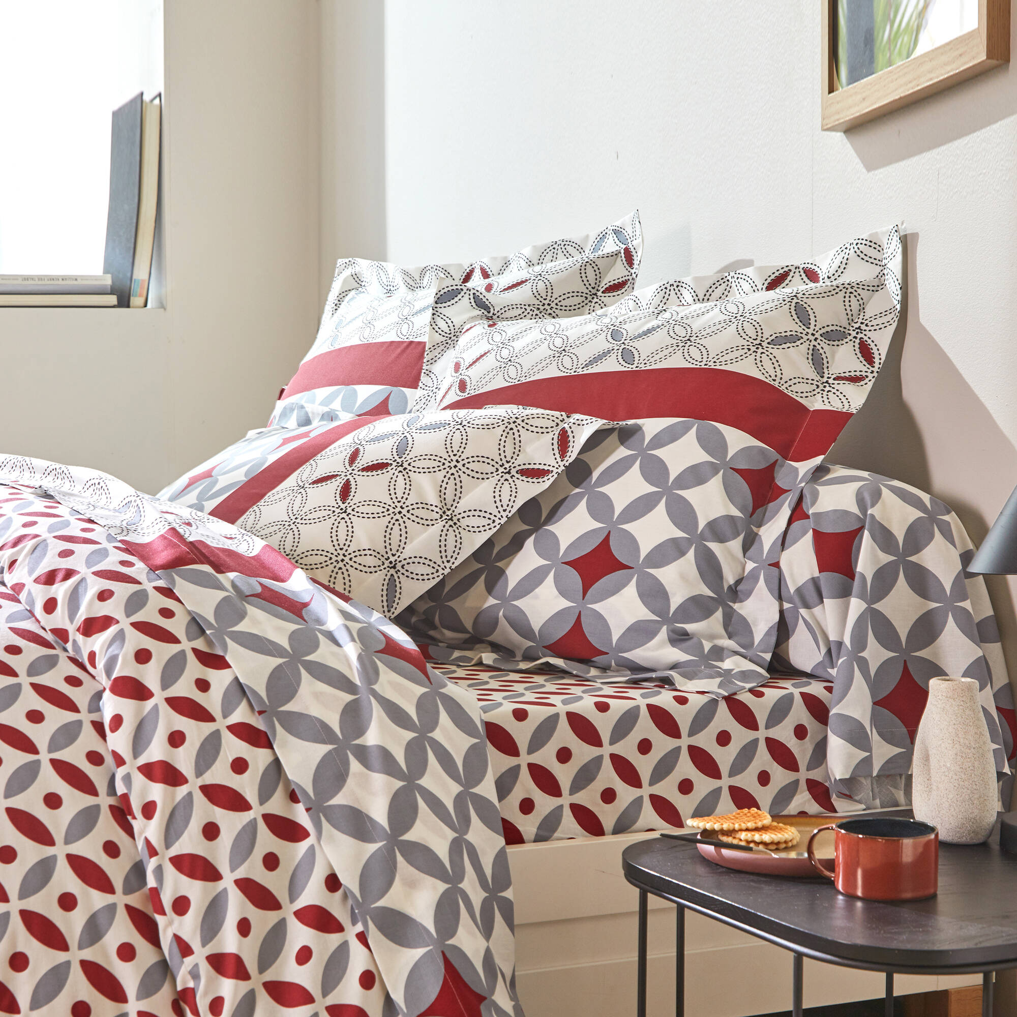 Linge de lit Marlow coton, imprimé géométrique