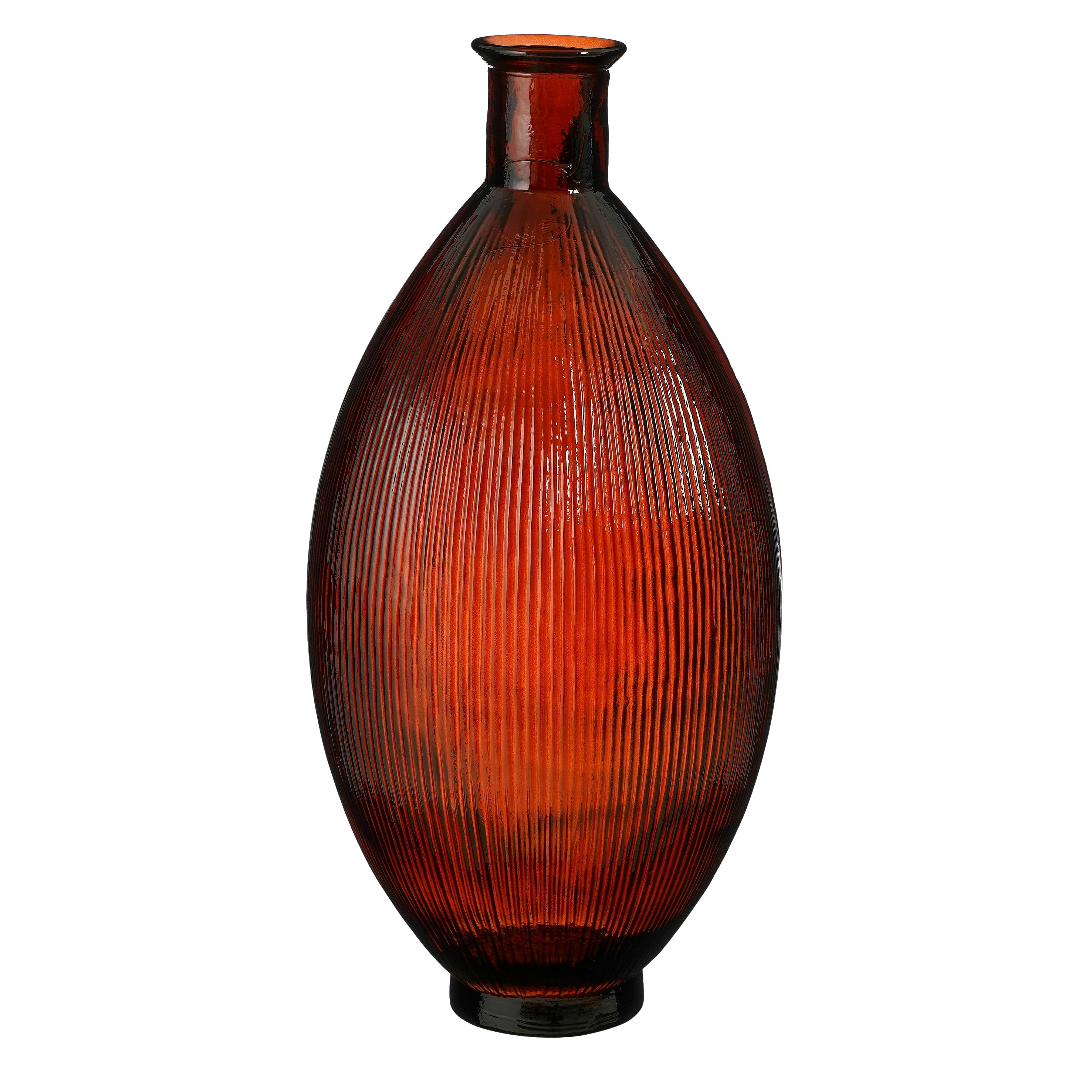 FIRENZA - Vase bouteille en verre recyclé marron foncé H59