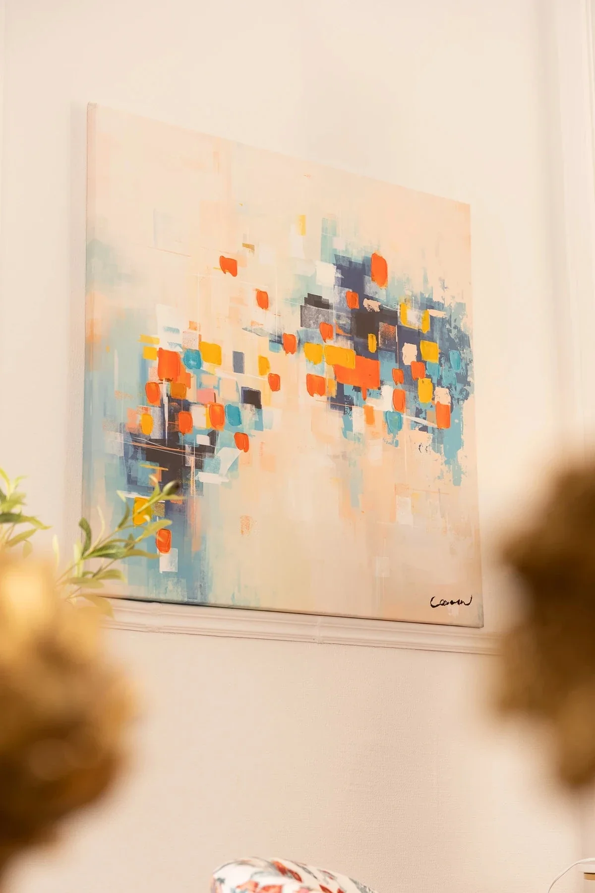 Blue & Orange Abstract Canvas Wall Art