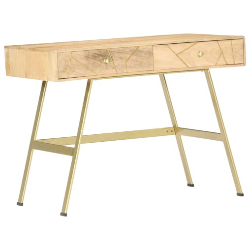NNEVL Writing Desk with Drawers 100x55x75 cm Solid Mango Wood