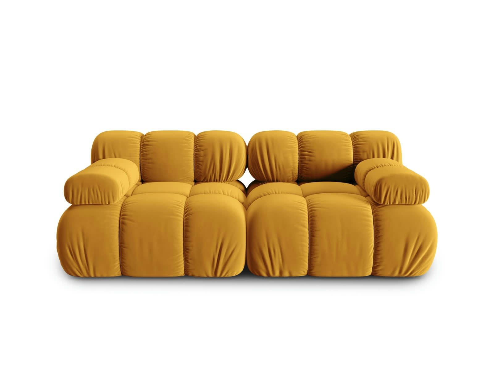 BELLIS - Canapé modulable 2 places en tissu velours jaune