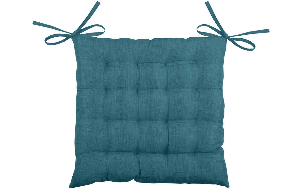- Galette de chaise unie en 16 points polyester turquoise 40x40 cm