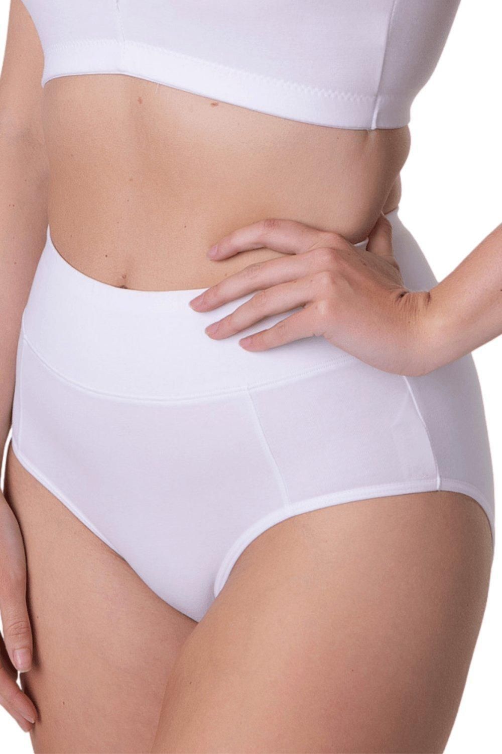 Camille Four Pack Plain Elasticated Hi Waisted Classic Cotton Comfort Briefs White