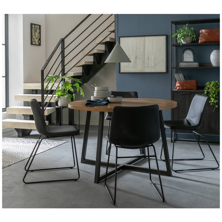 Habitat Nomad Brown Dining Table& 4 Black Chairs