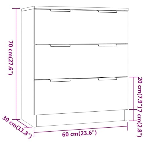 NNEVL 3 Piece Sideboards Concrete Grey Engineered Wood