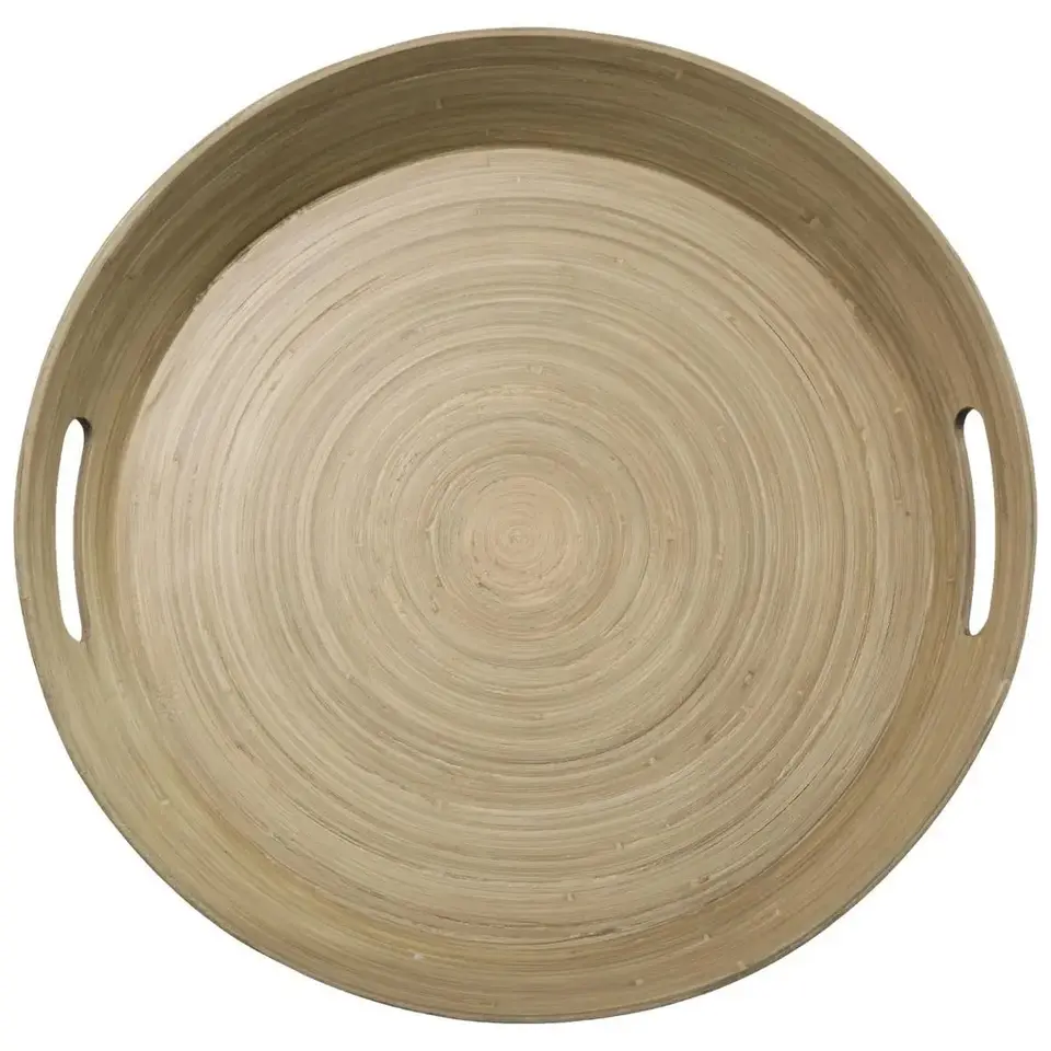 5Five Dienblad/serveerblad - bamboe bruin - handvaten - D42 cm