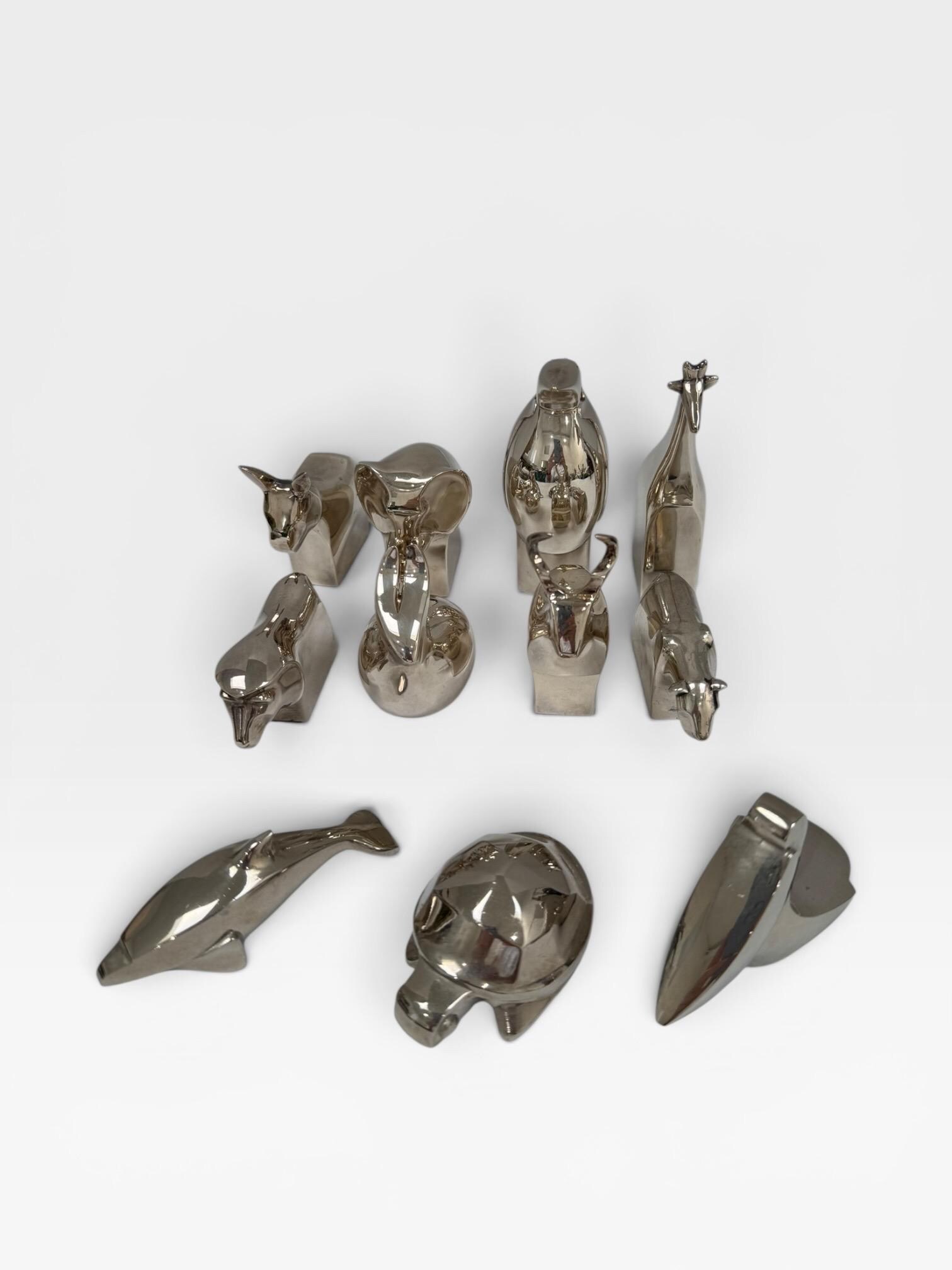 Gunnar Cyren Dansk Silver Plated Animal Paperweights, MCM Zoo Barnyard Figurines, Scandinavian Desk Decor