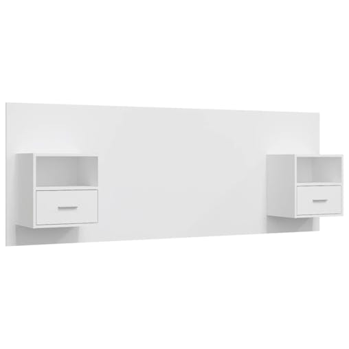 NNEVL Bed Headboard with Cabinets White Engineered Wood