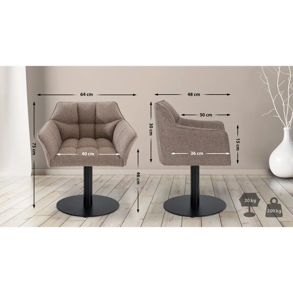 CLP Lounger Damaso zwart Frame - Stof - terrabruin