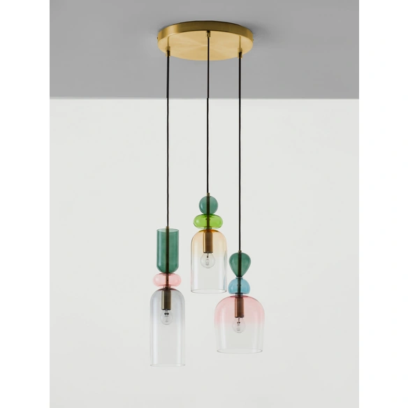 Pendelleuchte »Murano «, LED, 3-flammig, goldfarben/bunt