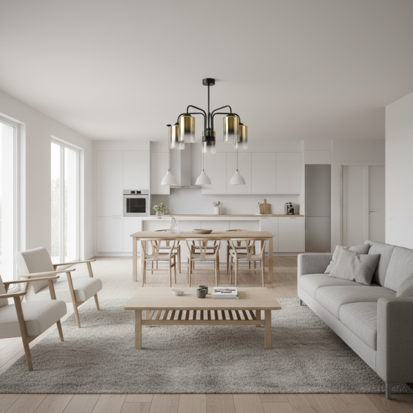Lampa sufitowa czarna klasyczna do salonu EDYLIT 5xE27 MONARE 15-500