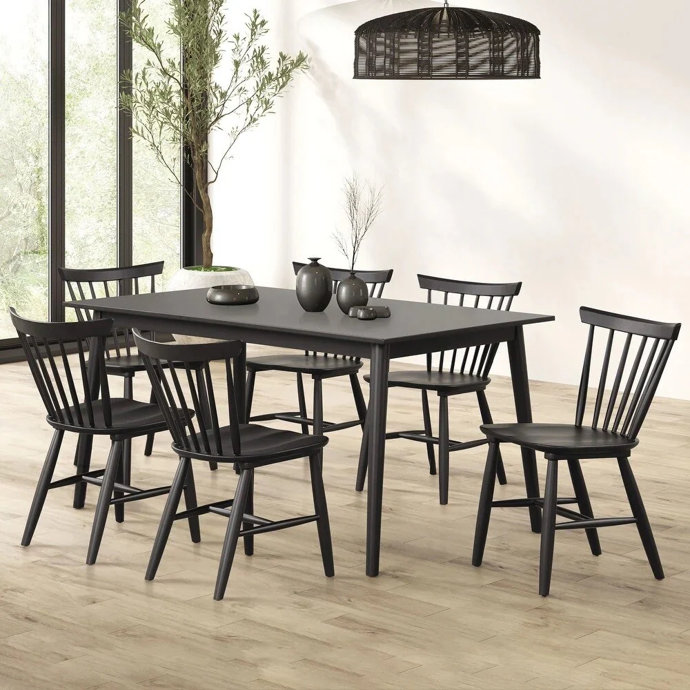 7 Piece Wooden Dining Set with Tapered Legs