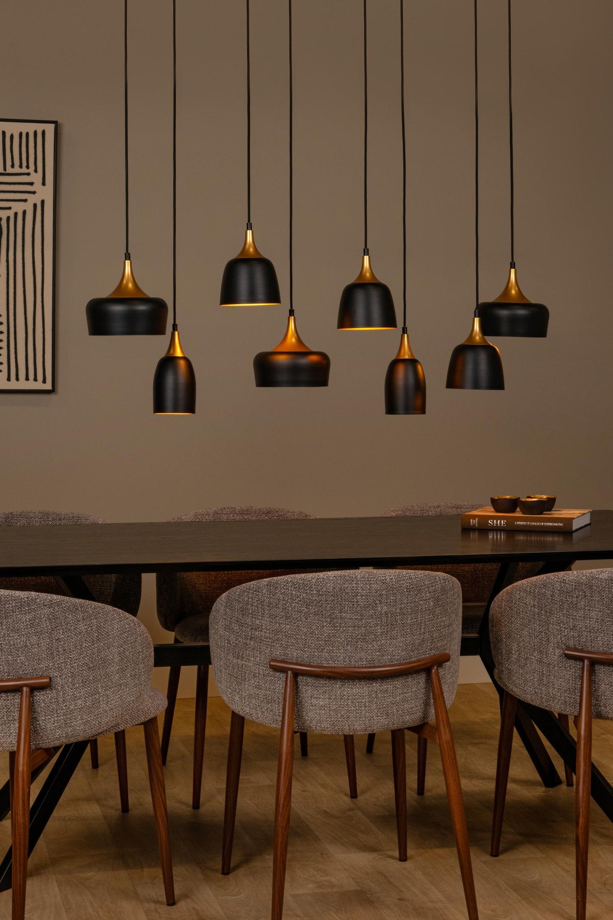 Lucide hanglamp CHAYANNE - 8xE14 - Zwart
