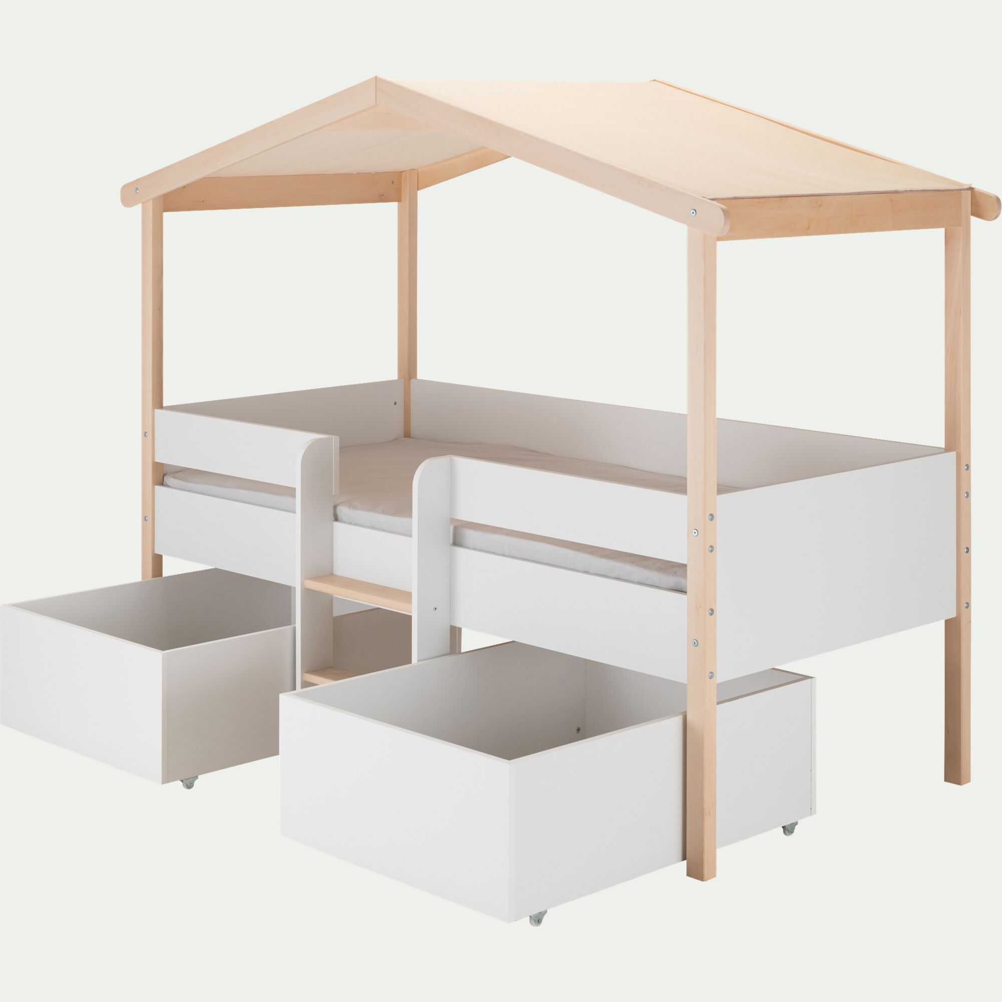 PILOTI - Lit cabane 1 place en bois 90x200 cm - blanc