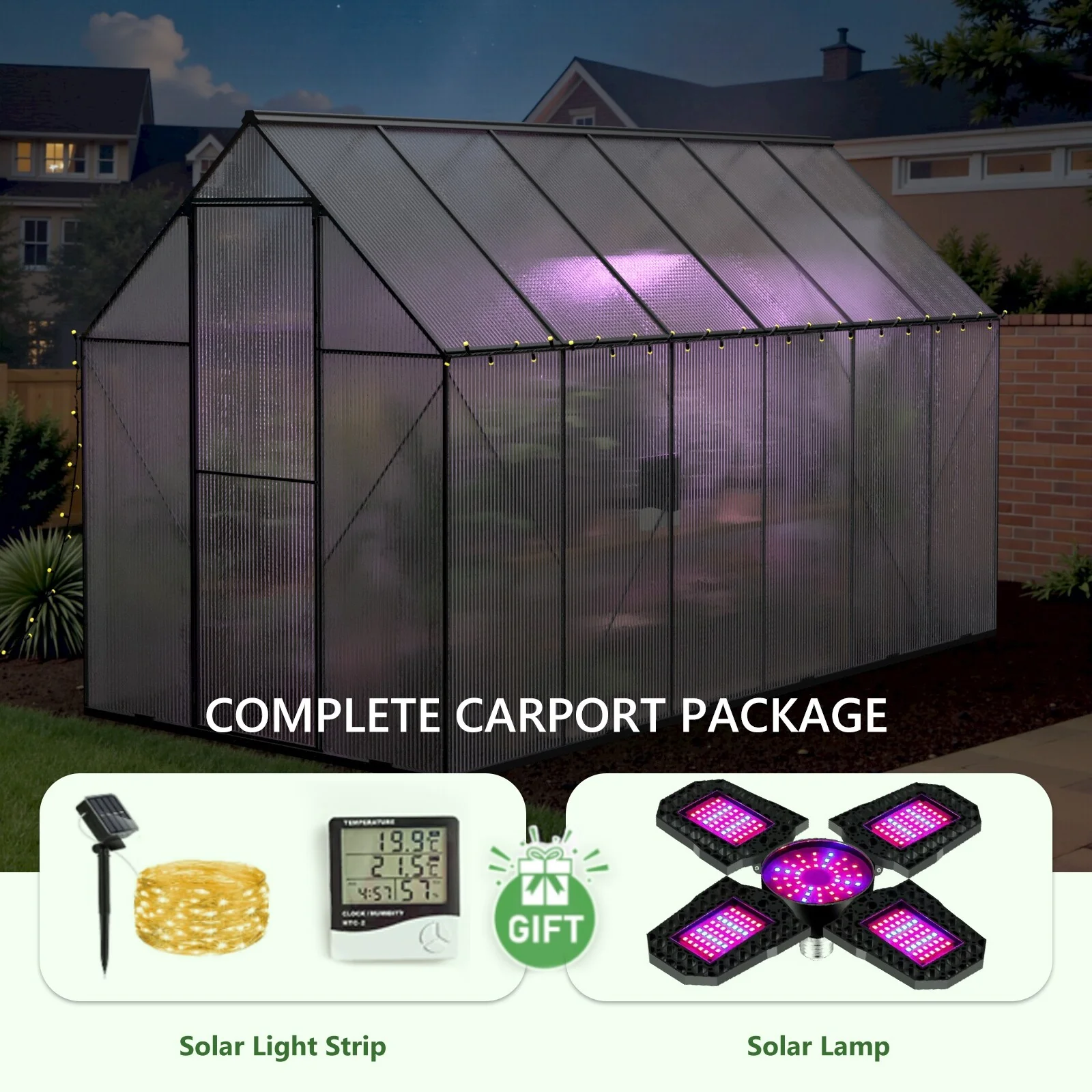 6x12 Outdoor Greenhouse - Walk-in Heavy Duty Storage Shed with Adjustable Vent Window&Lockable Hinged Door