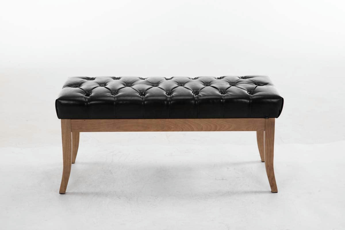 RAMSES - Banquette avec pieds en bois assise en similicuir Noir